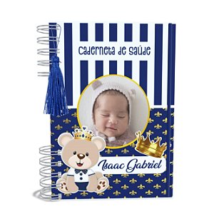Caderneta de Saúde A5 Personalizada Ursinho Príncipe com Foto Menino