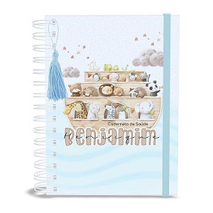Caderneta de Saúde A5 Personalizada Arca de Noé Menino