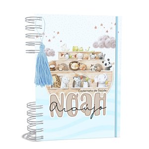 Caderneta de Saúde A5 Personalizada Arca de Noé Menino