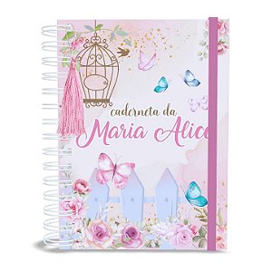 Caderneta de Saúde A5 Personalizada Jardim das Borboletas Menina
