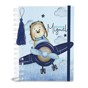 Caderneta de Saúde A5 Personalizada Ursinho Aviador Menino
