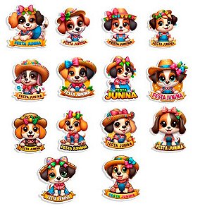 150 Apliques para Laços e Gravatinhas Pet - Tema Festa Junina Cadelinha Fofa