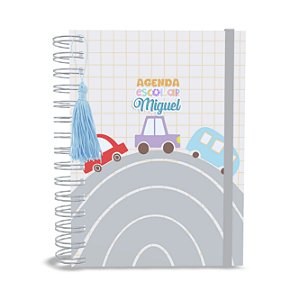 Agenda Escolar Personalizada 2026 - Carrinhos - Menino