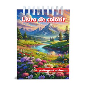 Livro de Colorir Paisagens Naturais, Capa Dura, A5, 50 desenhos, 120g, Acetato