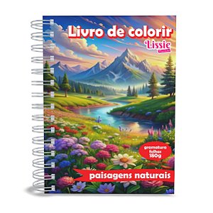 Livro de Colorir Paisagens Naturais, Capa Dura, A5, 50 desenhos, 180g, Acetato