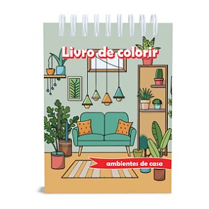 Livro de Colorir Ambientes de Casa, Capa Dura, A5, 50 desenhos, 120g, Acetato