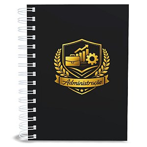 Caderno A5 Profissões Administração, Capa Dura, 200 Páginas, Espiral Metálico, Bolso Canguru