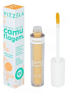 Corretivo Líquido Camuflagem Amarelo Vizzela Pincel Big Flat