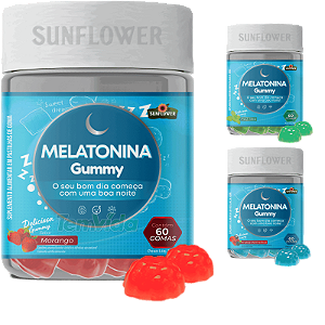 Melatonina Gummy Sunflower Sabores Morango - Menta - Frutas Vermelhas
