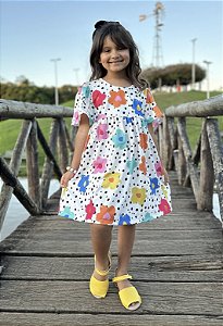Vestido Poá Algodão - 10 anos