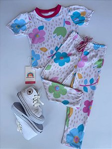 Conjunto Canelado Algodão Doce - 01 ano