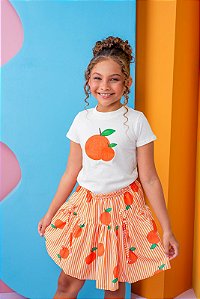 Conjunto Laranja Blusa Algodão - 02 anos