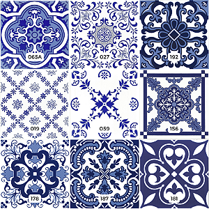 Kit de Azulejos Decorados 2 - 9 Peças - Modelos 65A / 027 / 192 / 019 / 059 / 156 / 178 / 187 / 181