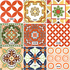 Kit de Azulejos Decorados 5 - 9 Peças - Modelos 127 / 81G / 86L / 90E / 112 / 149 / 146A / 045 / 003B