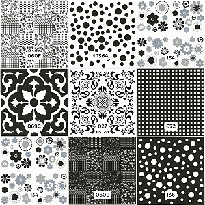 Kit de Azulejos Decorados 10 - 9 Peças - Modelos 027 / 60E / 60F / 69C / 072 / 134 / 136 / 136A