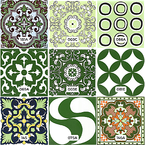 Kit de Azulejos Decorados 11 - 9 Peças - Modelos 151a / 003c / 86a / 69a / 003e / 81e / 145 / 75a / 173
