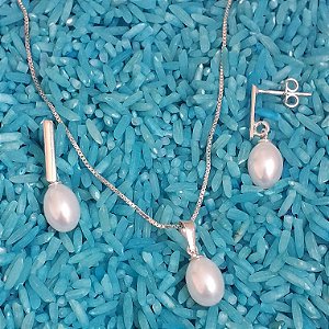 Conjunto de Pérolas Naturais de Água Doce