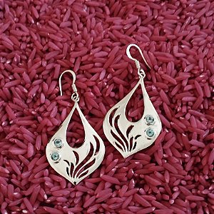Brincos em Prata 925 com 2 Topázios Azuis
