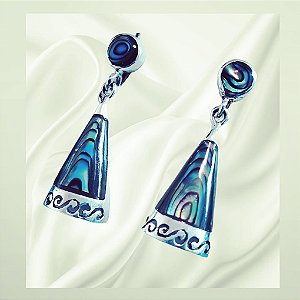 Brincos em Prata 925 Trabalhada com Abalone