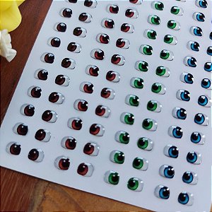 Olho Adesivo Resinado MC010 - Cores Castanho Escuro, Castanho Claro, Verde e Azul