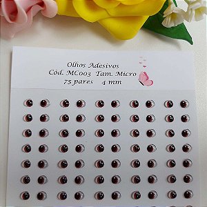 Olho Resinado MC003 Micro 4mm - Castanho - Cartela com 75 pares