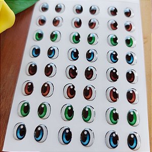 Olho Adesivo Resinado MC002 - Cores Castanho Escuro, Castanho Claro, Verde e Azul