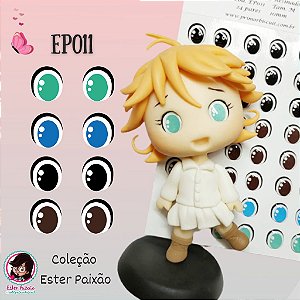Olho Adesivo Resinado - EP11 - Cores Preto, Castanho, Azul e Verde - Coleção Ester Paixão