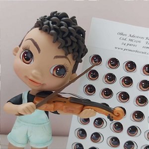 Olho Adesivo Resinado MC076 - Olho Castanho - Olhando para o lado e Olhando para a frente