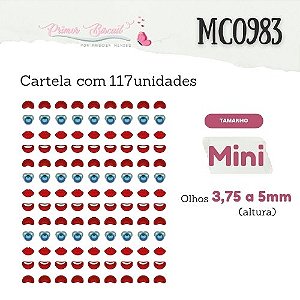 Sí­mbolos Adesivos Resinados MC0983 Bocas - 3,75 a 5mm de altura - 117 s­ímbolos