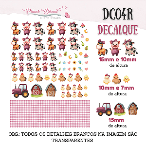 Decalque Fazendinha Rosa - DC04R - Decalque com Fundo Transparente