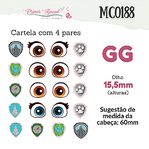 Olhos e Sí­mbolos Adesivos Resinados MC0188 GG 15,5mm