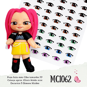 Olhos Adesivos Resinados MC1062 - Cores Mistas Castanho Escuro, Castanho Claro, Verde, Azul e Rosa