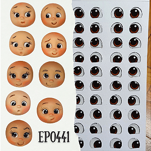 Olhos Adesivos Resinados EP0441 - Olhar para várias posições - Cor única Castanho Escuro