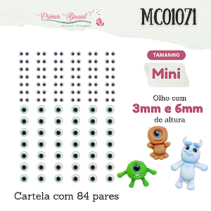 Olho Adesivo Resinado - MC1071 - Monstrinhos Verde e Azul - Tamanho Mini