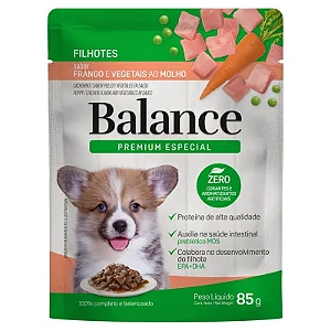 Alimento para Cães Balance Filhotes Frango e Vegetais ao Molho Sachê 85g