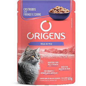 Ração Úmida Origens Frango e Carne para Gatos Castrados 85G