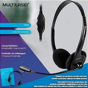 Fone Para Notebook E Pc C/ Microfone Headset Preto