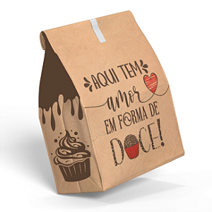SACO DE PAPEL KRAFT TAMANHO PP PARA DOCES, BOLOS, COOKIES, MUFFINS C/ 100 UND  - 25x13x07
