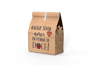 SACO DE PAPEL KRAFT SOS PEQUENO PARA DOCES, BOLOS, COOKIES, MUFFINS C/ 100 UND - 28x18x09