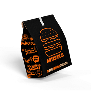 SACO DE PAPEL KRAFT FAST FOOD BLACK PEQUENO - 28x18x09 C/ 100 UNID