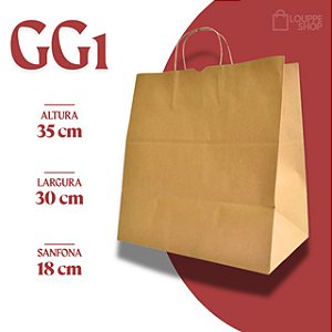 Sacola Papel Kraft Com Alça GG Com 50 unidades lisa