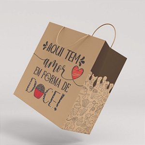 SACOLA KRAFT C/ ALÇA PARA DOCES TAMANHO GG  C/ 50 UNID - CONFEITARIA-COOKIES-MUFFINS-BANOFFE