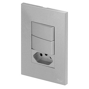 Conj. Interruptor Simples + Paralelo + Tomada 10A Recta Prata Fosco Blux