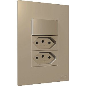 Conj. Tomada Dupla 10A + Interruptor Simples Recta Areia Fosco Blux