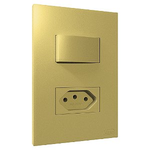 Conj. Interruptor Paralelo + Tomada 10A Recta Ouro Nobre Fosco Blux