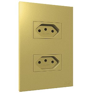 Conj. Tomada 10A + 20A Recta Ouro Nobre Fosco Blux