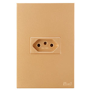 Conjunto Tomada 10A Recta Ouro Nobre Fosco Blux