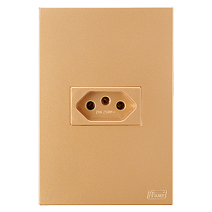 Conjunto Tomada 20A Recta Ouro Nobre Fosco Blux