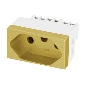 Módulo Tomada 10A Recta Ouro Nobre Fosco Blux