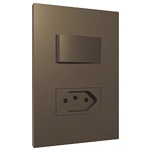 Conjunto Interruptor Simples + Tomada 10A Recta Corten Fosco Blux